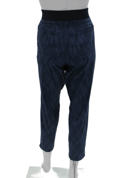 Athleta Women Cropped Ankle Jogger Pants Dark Blue Drawstring Striped Size 6