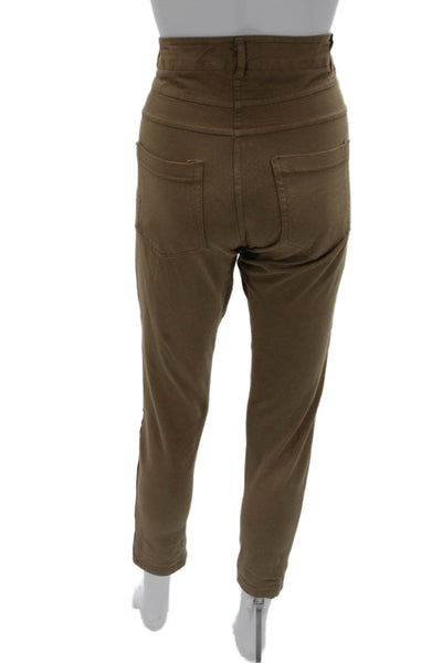 Innocenti Women Chino Khakis Brown Ankle Button Cotton Size S