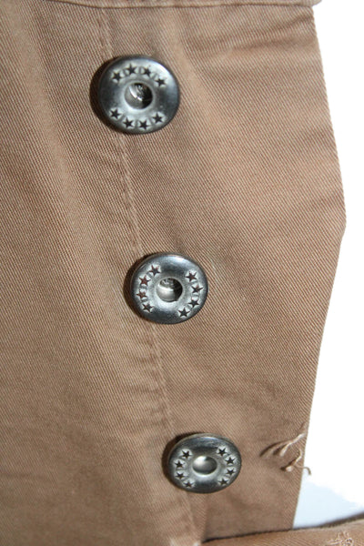 Innocenti Women Chino Khakis Brown Ankle Button Cotton Size S