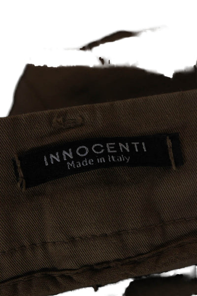 Innocenti Women Chino Khakis Brown Ankle Button Cotton Size S