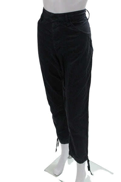 Prairie Underground Women Cropped Cargo Pants Black Button Organic Cotton Size S