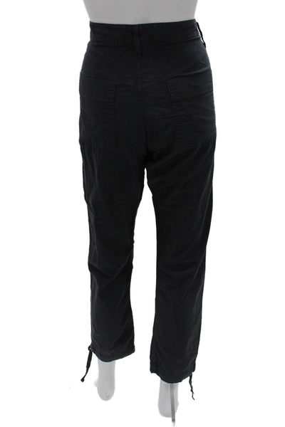 Prairie Underground Women Cropped Cargo Pants Black Button Organic Cotton Size S