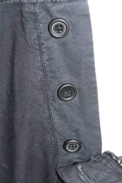 Prairie Underground Women Cropped Cargo Pants Black Button Organic Cotton Size S