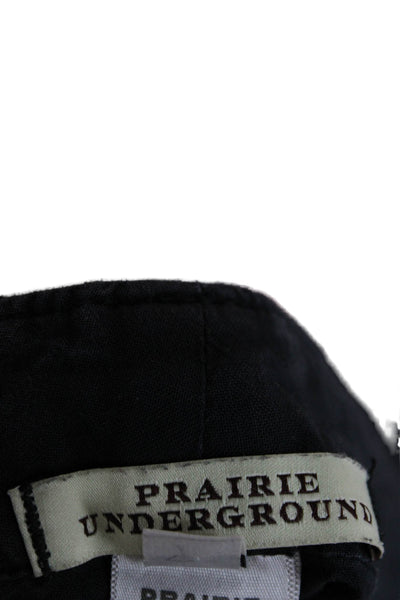 Prairie Underground Women Cropped Cargo Pants Black Button Organic Cotton Size S