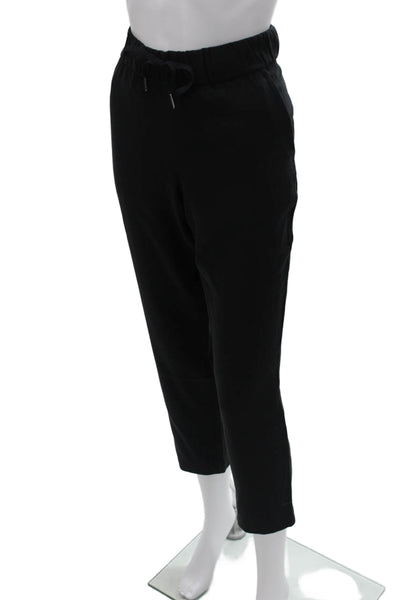 Lululemon Women Ankle Cropped Jogger Pants Black Drawstring Size 6