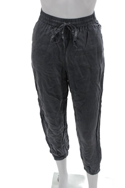 Johnny Was Womens Cropped Jogger Pants Dark Gray Drawstring Size S