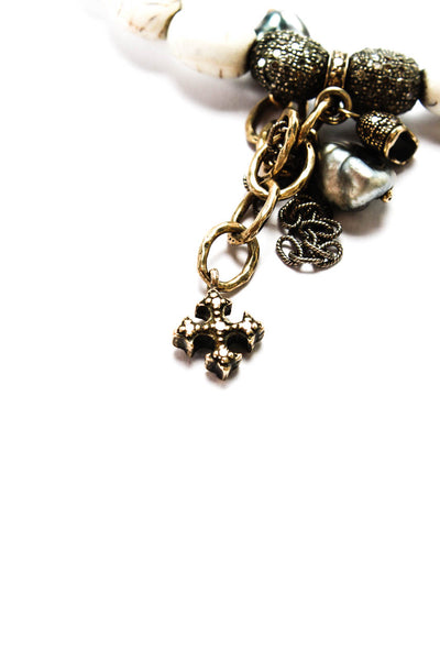 Loree Rodkin Womens Howlite Bead 925 Silver / 18K Gold Multigemstone Accent Brac