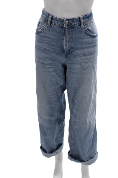 Zara Unisex Wide-Leg Jeans Mid-Rise Blue 29in Size 10