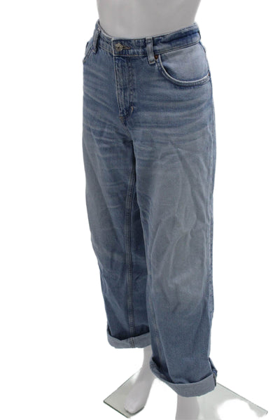 Zara Unisex Wide-Leg Jeans Mid-Rise Blue 29in Size 10