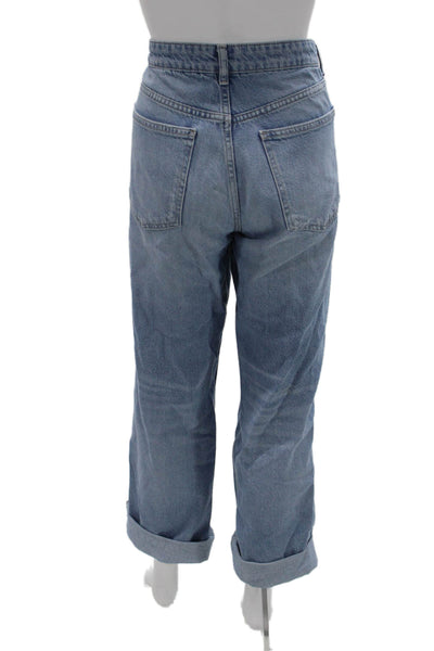 Zara Unisex Wide-Leg Jeans Mid-Rise Blue 29in Size 10