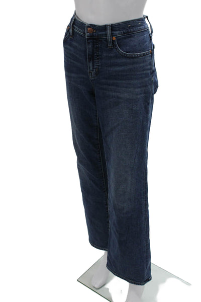 Madewell Women Mom Straight Jeans Dark Blue Mid Rise Button Size 28