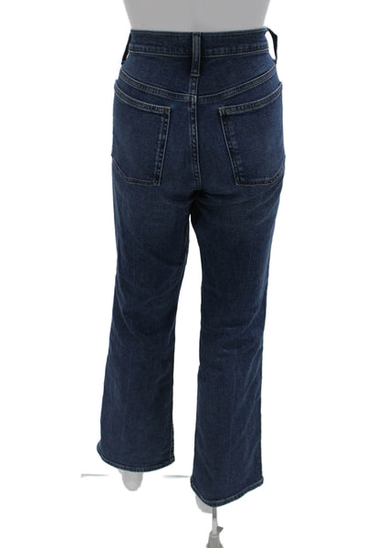 Madewell Women Mom Straight Jeans Dark Blue Mid Rise Button Size 28