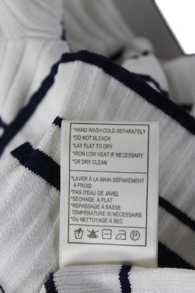 BB Dakota Womens White Striped V Neck Long Sleeve Top Size L