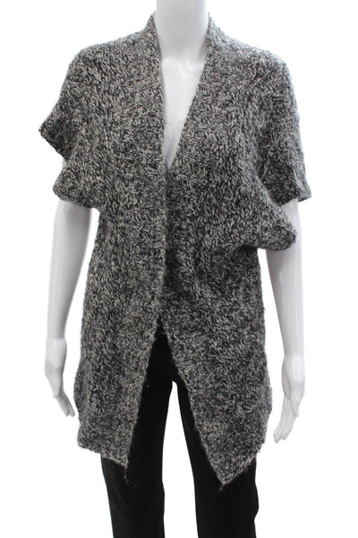 Theory Unisex Dark Gray V Neck Wool Alpaca Cardigan Short Sleeve Size M