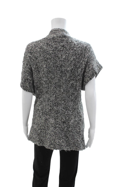 Theory Unisex Dark Gray V Neck Wool Alpaca Cardigan Short Sleeve Size M