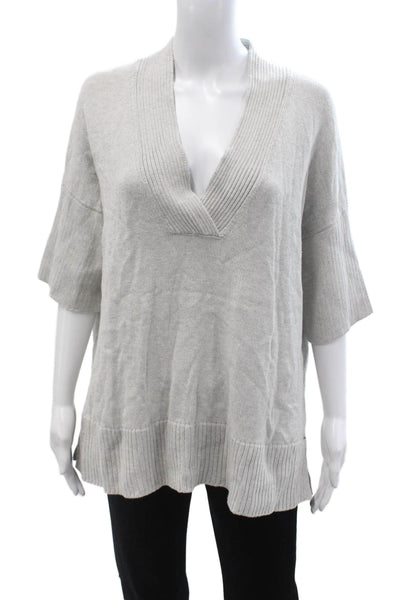 Theory Unisex Dark Gray V Neck Wool Alpaca Cardigan Short Sleeve Size M