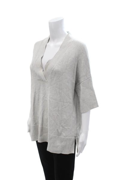 Lafayette 148 New York Unisex Pullover Gray V-Neck Size S