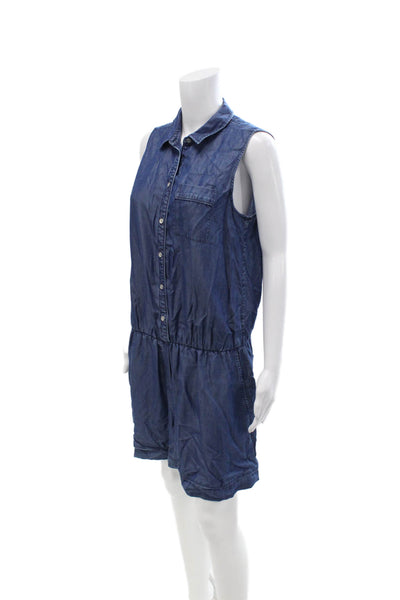 Club Monaco Womens Jumpsuit Dark Blue V Neck Sleeveless Size 8