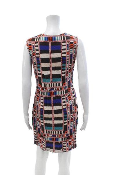 Mara Hoffman Womens Black Aztec V Neck Sleeveless Shift Mini Dress Size M