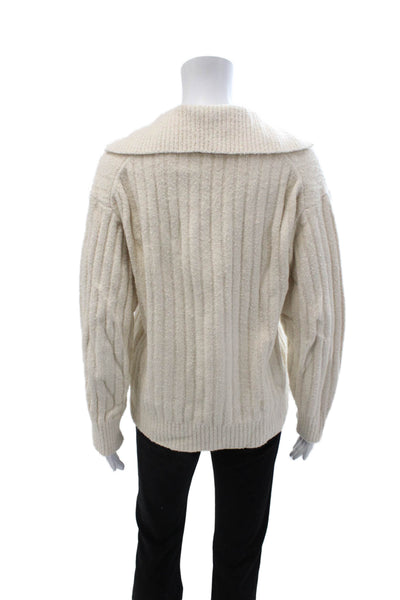 J Crew Unisex Beige Striped V Neck 100% Cotton Pullover Sweater Size XS