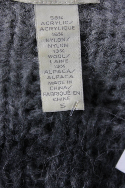 White + Warren Unisex Dark Gray Striped 3/4 Sleeve Cardigan Size S