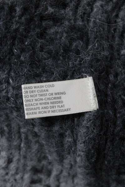 White + Warren Unisex Dark Gray Striped 3/4 Sleeve Cardigan Size S