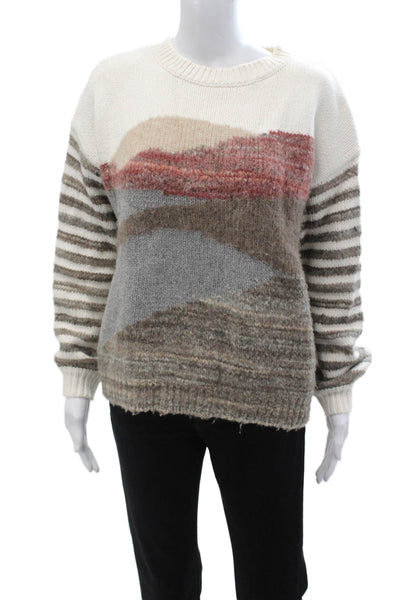 White + Warren Unisex Pullover Sweater Beige 100% Cashmere Size S