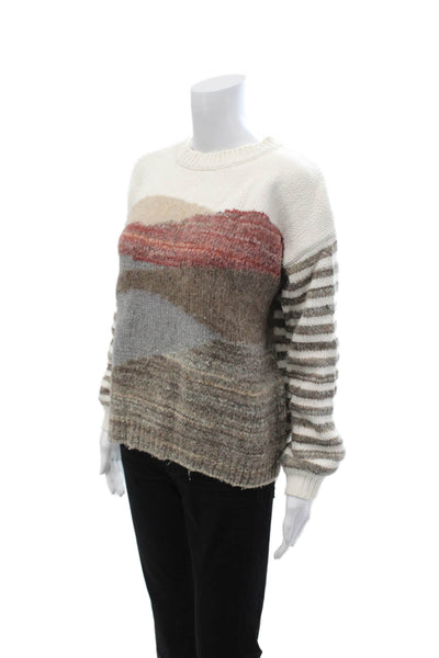 White + Warren Unisex Pullover Sweater Beige 100% Cashmere Size S