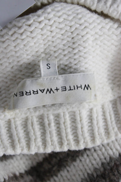 White + Warren Unisex Pullover Sweater Beige 100% Cashmere Size S