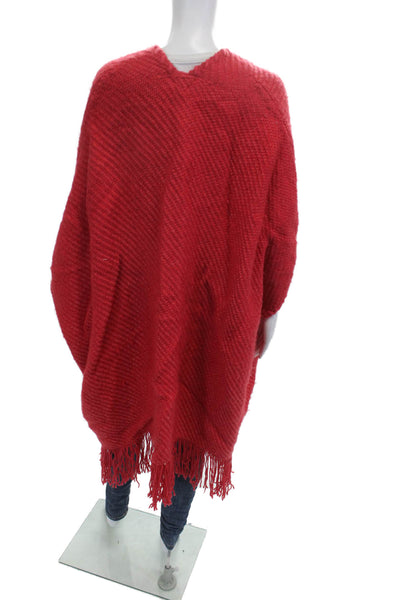 Wehve Unisex Bohemian V-Neck Merino Acrylic Sweater Red Size M