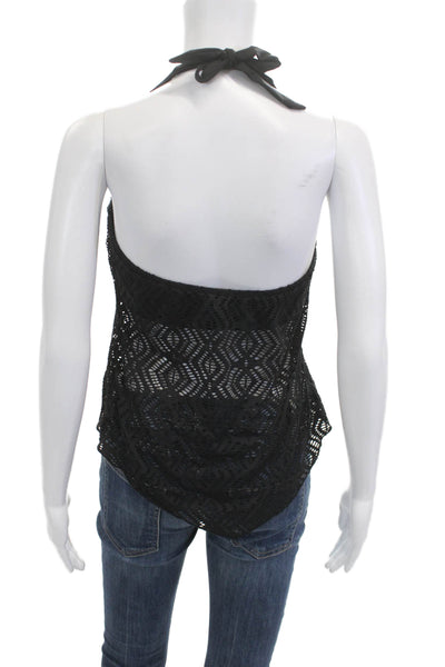 Becca by Rebecca Virtue Women Black Geometric Swim Tank Tie Back Size M