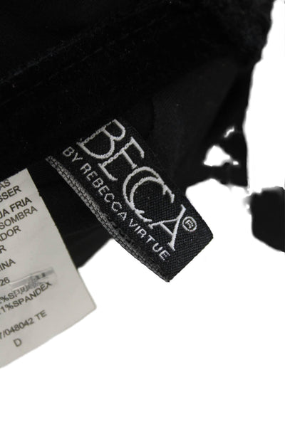 Becca by Rebecca Virtue Women Black Geometric Swim Tank Tie Back Size M