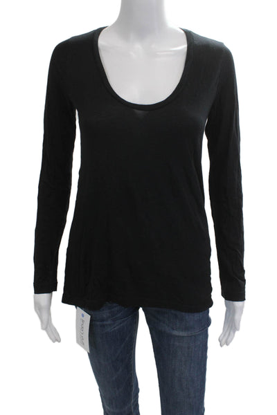 Splendid Womens Basic Black Long Sleeve T-Shirt Size M