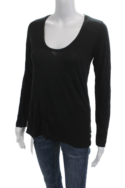 Splendid Womens Basic Black Long Sleeve T-Shirt Size M