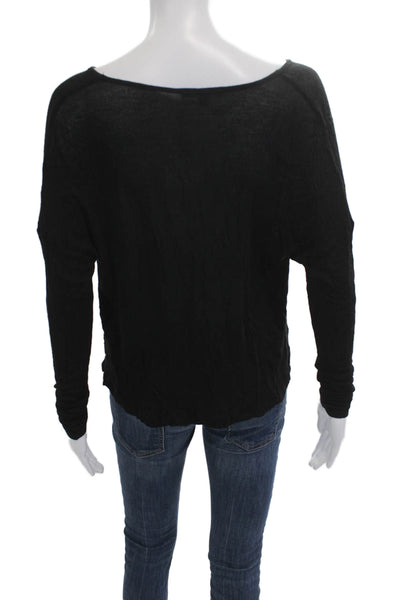 Vince Women Basic Black Long Sleeve Top Size S