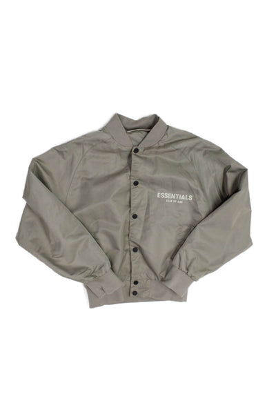 FOG Essentials Unisex Kids Button Up Bomber Jacket Taupe Size 8