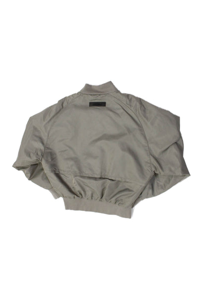 FOG Essentials Unisex Kids Button Up Bomber Jacket Taupe Size 8