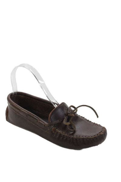 Minnetonka Womens Leather Slip On Bow Accent Slip On Loafers Brown Size 7.5