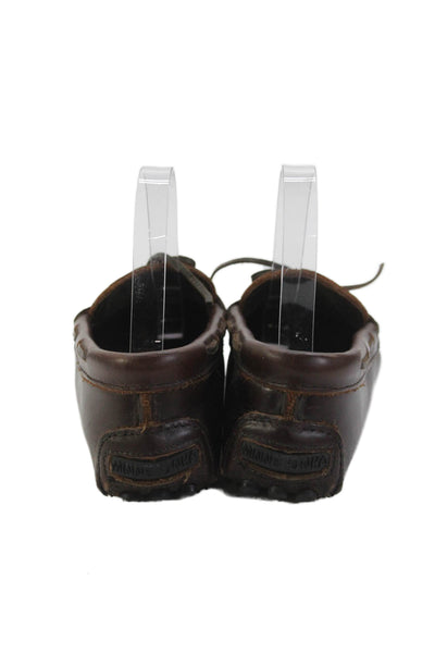 Minnetonka Womens Leather Slip On Bow Accent Slip On Loafers Brown Size 7.5