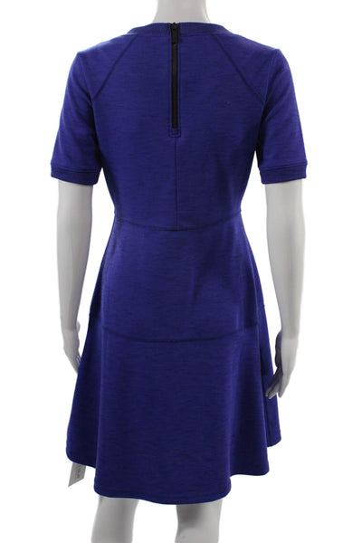 Athleta Womens A-Line Fit & Flare Dress Purple Short Sleeve Crew Neck Size XS