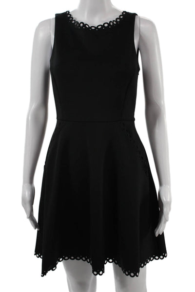 Susana Monaco Women A-Line Fit and Flare Sleeveless Black Cotton Dress Size 2