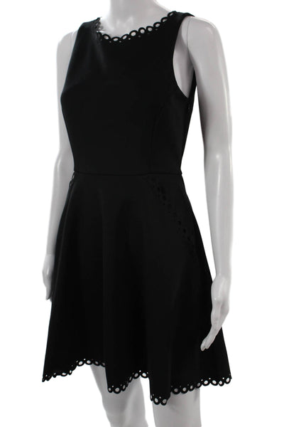 Susana Monaco Women A-Line Fit and Flare Sleeveless Black Cotton Dress Size 2