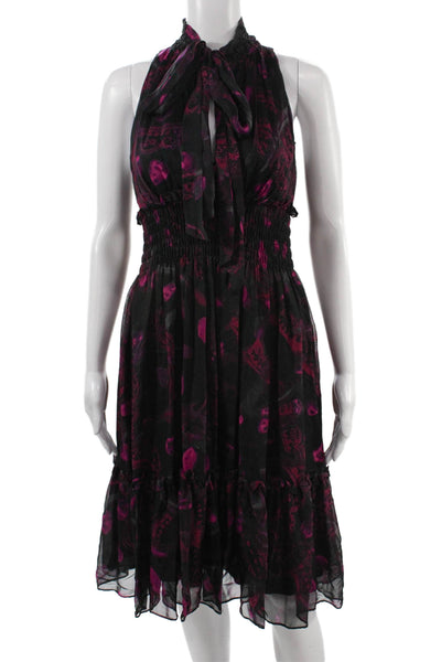 BCBG Max Azria Women Fit & Flare Silk Paisley Sleeveless Midi Dress Size 2