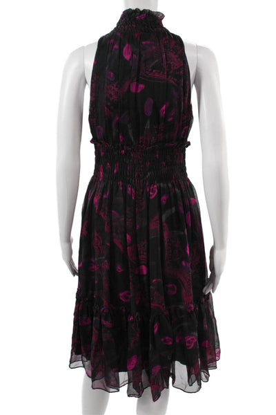 BCBG Max Azria Women Fit & Flare Silk Paisley Sleeveless Midi Dress Size 2