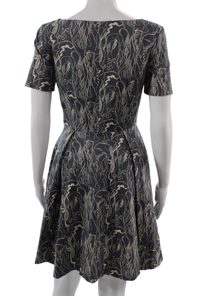 Vero Moda Womens Fit & Flare Knee Length Dress Dark Gray Zip Size 34