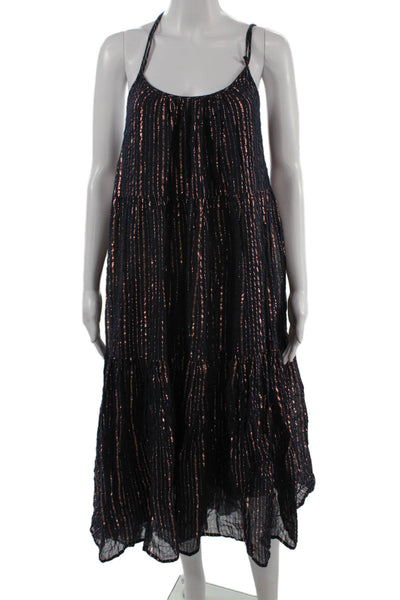 Ulla Johnson Womens Maxi Slip Dress Dark Blue Striped Sleeveless Boho Size 2