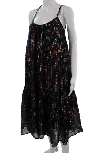 Ulla Johnson Womens Maxi Slip Dress Dark Blue Striped Sleeveless Boho Size 2
