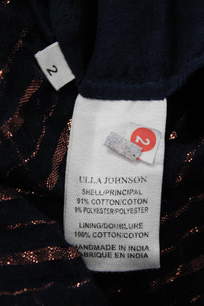 Ulla Johnson Womens Maxi Slip Dress Dark Blue Striped Sleeveless Boho Size 2