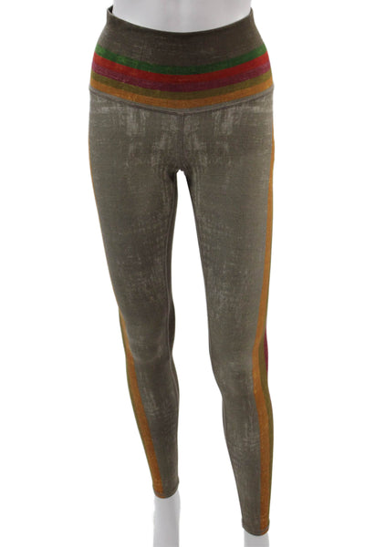 Niyama Sol Womens Ankle Leggings Brown Striped Recycled Poly Size S