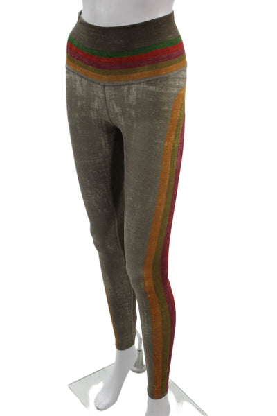 Niyama Sol Womens Ankle Leggings Brown Striped Recycled Poly Size S